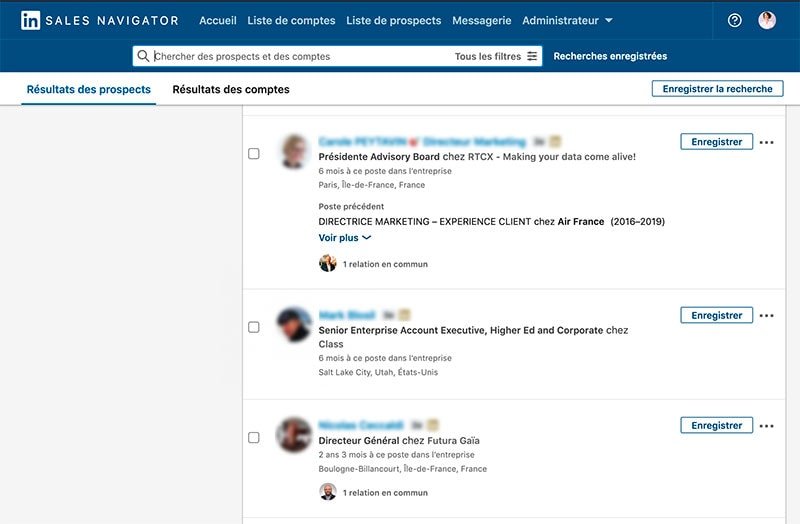 recherche mot clé sales navigator