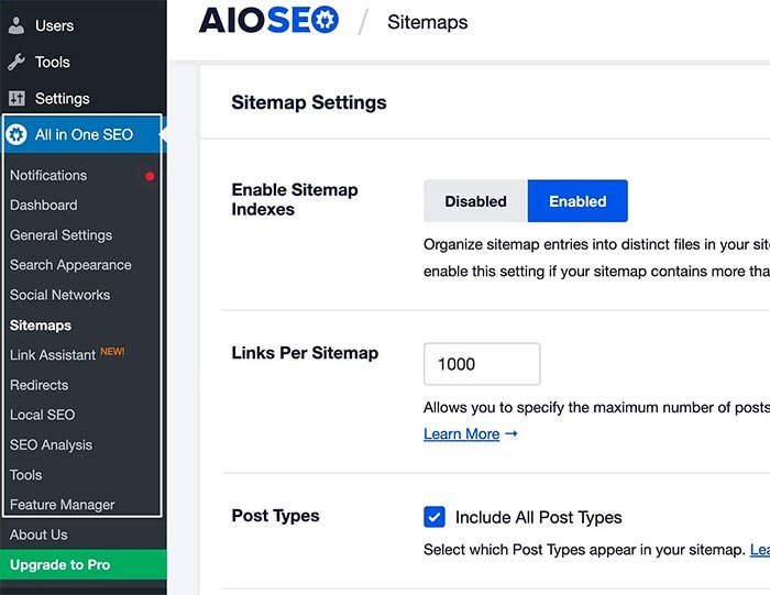 AIOSEO Site maps