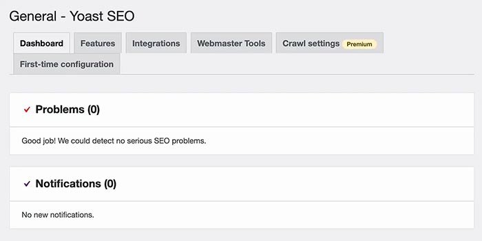 Yoast SEo dashboard