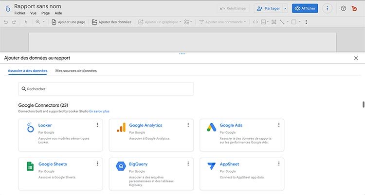 Capture d'écran du connecteur Google Sheets pour Data Studio / Looker