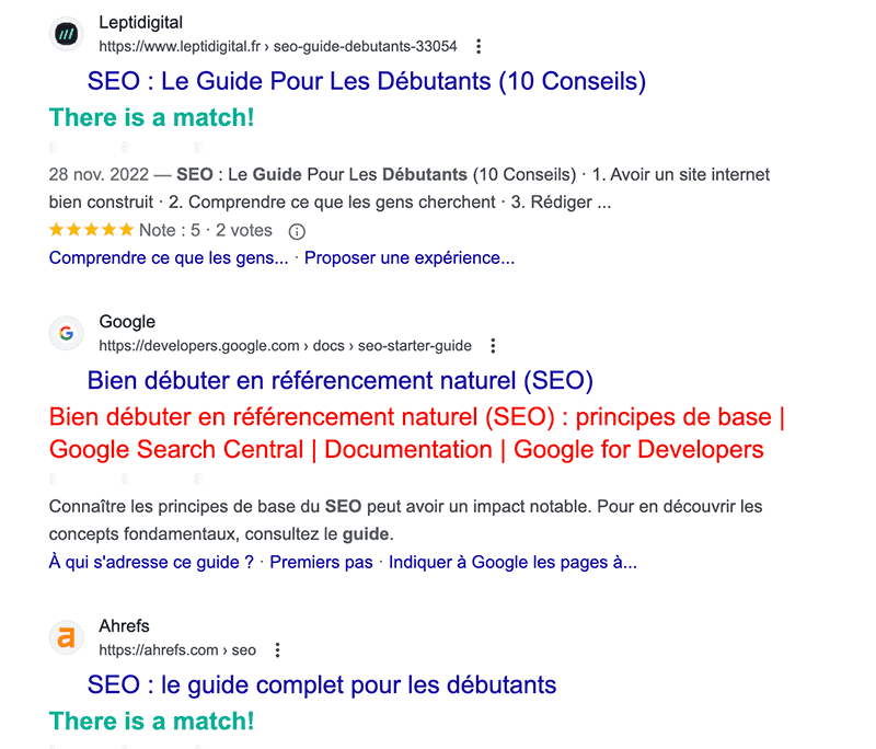 exemple SERP Google a changé le titre