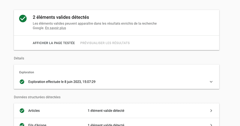Test Google pour les données structurées