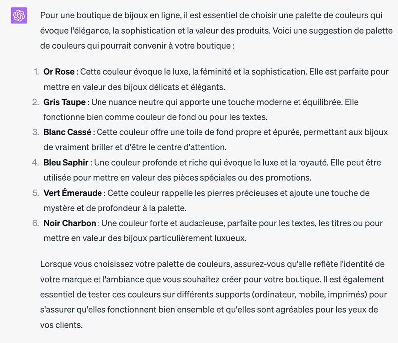 Prompt chatgpt couleur