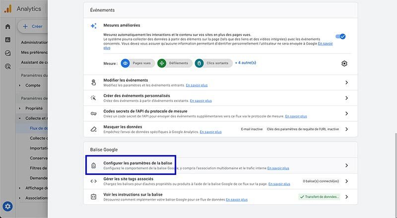 configurer les paramètres de la balise