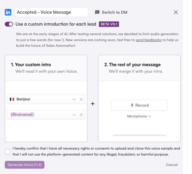 Voice message La Growth Machine